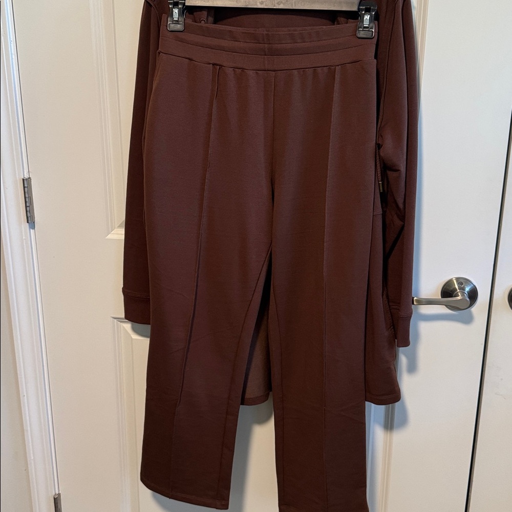LOGO by Lori Goldstein matching mocha zip front hoodie & pants. Never worn. - Picture 8 of 12